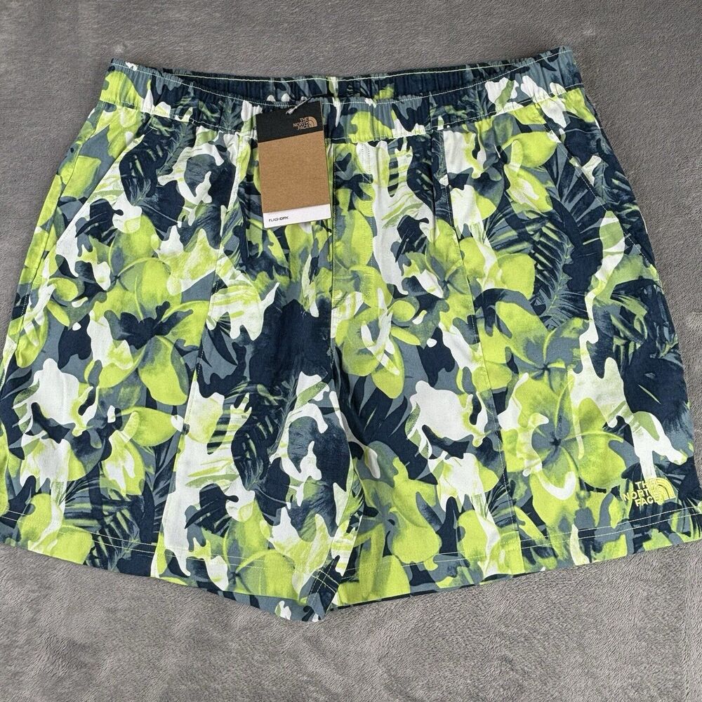 The North Face Swim Shorts Mens Large Green Blue FlashDry  Print Relaxed Fit $50